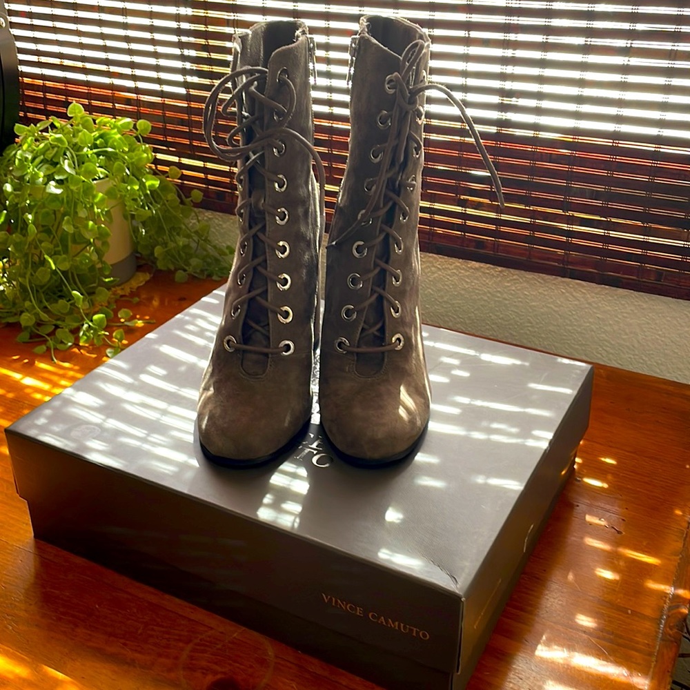 Vince Camuto-Trisha boot. True suede, Forrest Grey size 7.5.